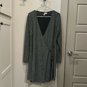Sparkly Silver Wrap Dress